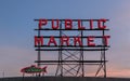 Seattle Washington Public Market and Fish Market sign Royalty Free Stock Photo