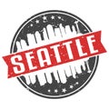 Seattle Washington Round Travel Stamp. Icon Skyline City Design Vector. Seal Badge Illustration Vector. Royalty Free Stock Photo