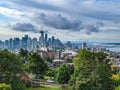 Seattle Washington Skyline with Clouds and Mount Rainier Royalty Free Stock Photo