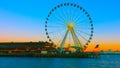 Seattle, Washington, United States usa  janvier ,10, 2019  , Seattle waterfront with Seattle Great Wheel, sunset , tourist Royalty Free Stock Photo