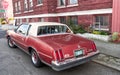 Seattle, Washington USA - April 06, 2021: cadillac brougham oldsmobile carriage retro car back view