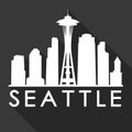 Seattle Washington USA city Icon Vector Art Design Skyline Night Flat Shadow