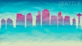 Seattle Washington USA City Skyline Silhouette. Broken Glass Abstract Geometric Dynamic Textured. Banner Background. Colorful Shap Royalty Free Stock Photo