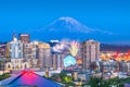 Seattle, Washington, USA downtown skyline with Mt. Rainier Royalty Free Stock Photo