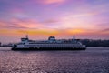 Seattle, Washington, USA, Elliot Bay in Seattle with Ferry at sunset Washington State, Royalty Free Stock Photo