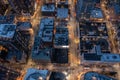 Night aerial view of illuminated Seattle Downtown Royalty Free Stock Photo