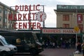 SEATTLE, WASHINGTON, USA - JAN 24th, 2017: Entrance to the Pike Place Market in Seattle Downtown. The market opened in Royalty Free Stock Photo