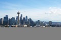 SEATTLE, WASHINGTON, USA - JAN 24th, 2017: Seattle skyline panorama seen from Kerry Park during the day light with Mount Royalty Free Stock Photo