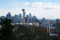 SEATTLE, WASHINGTON, USA - JAN 24th, 2017: Seattle skyline panorama seen from Kerry Park during the day light with Mount Royalty Free Stock Photo