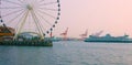 Seattle, Washington, USA janvier ,25, 2019 Seattle waterfront with Seattle downtown view ; Sunset from the Seattle Bainbridge