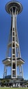 Close-up vertical panoramic view of the designated Landmark `Space Needle` in Seattle