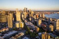 Seattle downtown panoramic skyline during summer sunset. View from Seattle needle. Royalty Free Stock Photo