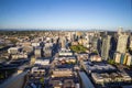 Downtown skyline and Mount Rainier during summer sunset. View from Seattle needle. Royalty Free Stock Photo