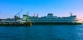 Seattle, Washington, USA mai 5, 2019 Great wheel on Pier 58 during the golden hour before sunset, Alaskan Way, Downtown,Tourist