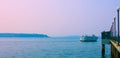 Seattle, Washington, USA mai 5, 2019 Great wheel on Pier 58 during the golden hour before sunset, Alaskan Way, Downtown,Tourist