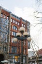 Seattle, Washington, USA. March 2020. Lantern on the background of the Pioneer Building