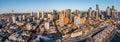 Aerial view of Seattle Downtown and the Waterfront pier area with space needle Royalty Free Stock Photo