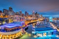 Seattle, Washington, USA pier and skyline Royalty Free Stock Photo