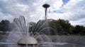 Seattle, Washington, USA - September 2014 The International Fountain and the Space Needle Royalty Free Stock Photo