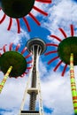 Seattle Washington view of landmark Space Needle and Chihuly Garden Glass