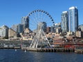 Seattle, Washington waterfront and city skyline and the iconic Great Wheel Royalty Free Stock Photo