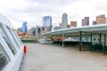 Seattle Waterfront City Skyline. Ferry terminal in Downtown. Royalty Free Stock Photo