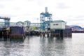 Seattle Waterfront City Skyline, pier 52. Port and stadium. Royalty Free Stock Photo