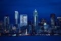 Seattle waterfront downtown building night skyline Royalty Free Stock Photo