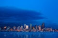 Seattle waterfront downtown skyline view at night Royalty Free Stock Photo