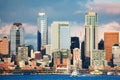 Seattle waterfront downtown view at evening light Royalty Free Stock Photo