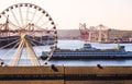 Seattle Waterfront Ferryboat Big Wheel Gantry Cranes