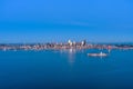 The Seattle waterfront skyline at sunset in December Royalty Free Stock Photo