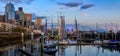 Seattle waterfront at sunset with Great Wheel and the Puget Soun Royalty Free Stock Photo