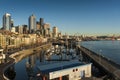 Seattle Waterfront at Sunset Royalty Free Stock Photo