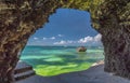 Seaview from the cave at Boracay island White Beach of Philippines Royalty Free Stock Photo