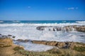 Seaview at Protaras in Cyprus. Winter season , waves blue sky, deep blue sea. Mediterranean sea Royalty Free Stock Photo