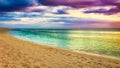 Seaview at sunset. Amazing landscape. Beautiful beach panorama Royalty Free Stock Photo