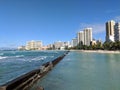 Seawall Creates Perfect Beach in Waikiki Royalty Free Stock Photo