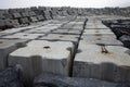 Protection of the coastal strip with enormous concrete sea walls