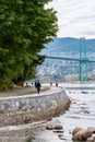 The seawall in Stanley Park, downtown Vancouver, Royalty Free Stock Photo