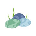 seaweed aquarium stone cartoon vector illustration