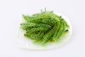 Seaweed , Healthy sea food in the dish from mother of pearl. Royalty Free Stock Photo