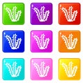 Seaweed icons 9 set