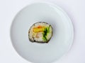 Seaweed sushi roll with sweet egg, caviar and crab stick
