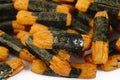 Seaweed wrapped rice crackers Royalty Free Stock Photo
