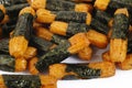 Seaweed wrapped rice crackers Royalty Free Stock Photo