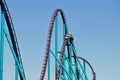 At Seaworld . Riders having fun hands up in Mako Rollercoaster at Seaworld Marine Theme Park.