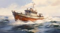 Seaworthy A Realistic Yet Stylized Portrait Of An Olson 34 Fishing Boat