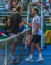 Sebastian Korda of USA L and Cameron Norrie of Great Britain by the net after quarter-final match at the 2022 Delray Beach Open