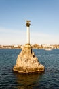 SEBASTOPOL, RUSSIA - NOVEMBER 4,2018: Artillery bay of Black sea, view of monument to Flooded ships